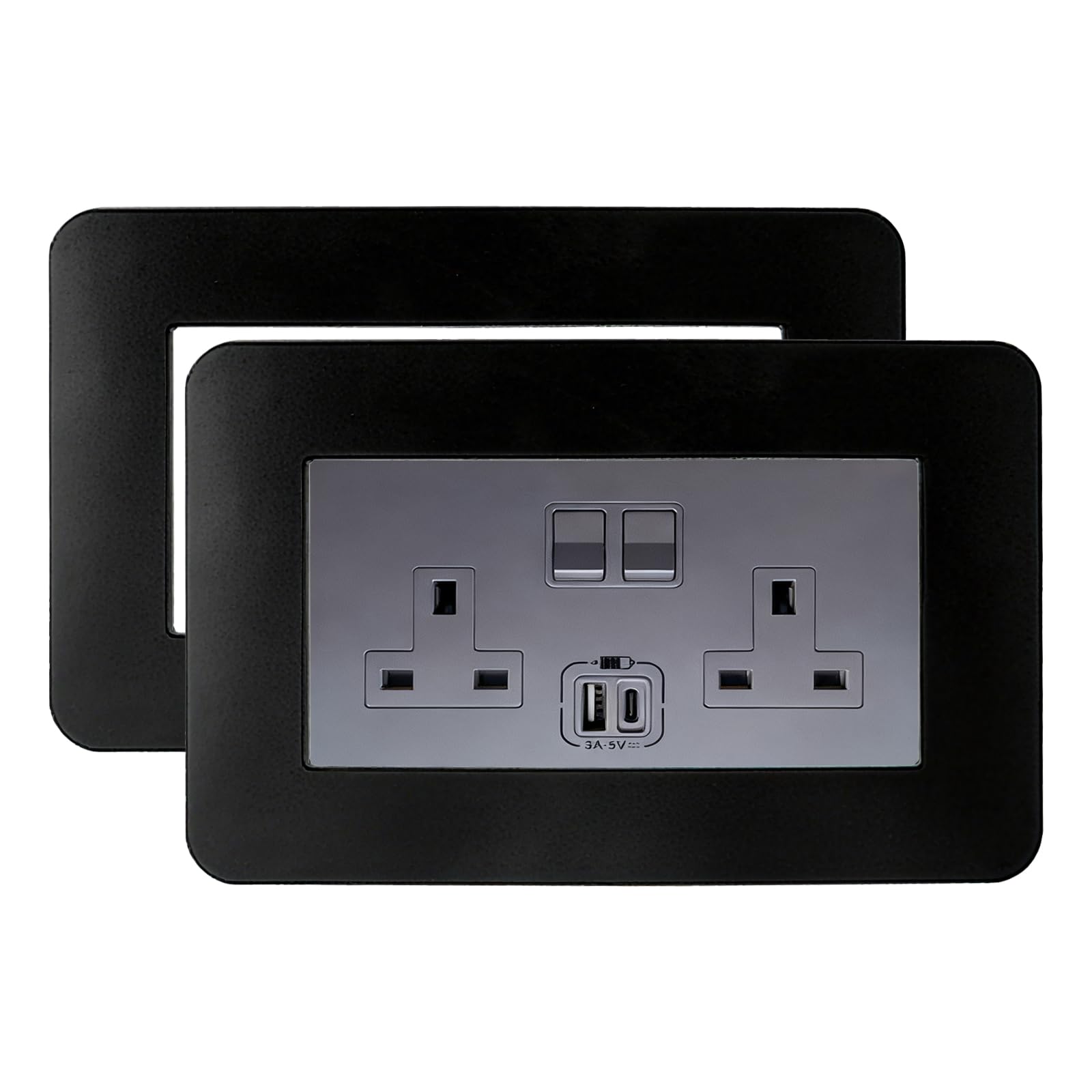CANGCANG 2 Pcs Double Light Switch Cover Plates Black,Light Switch Surrounds,Surround Double Light Switch Cover,Switch Sticker Cover,WallFor Home Wall Switch Decoration (14.6cm x 8.6cm)