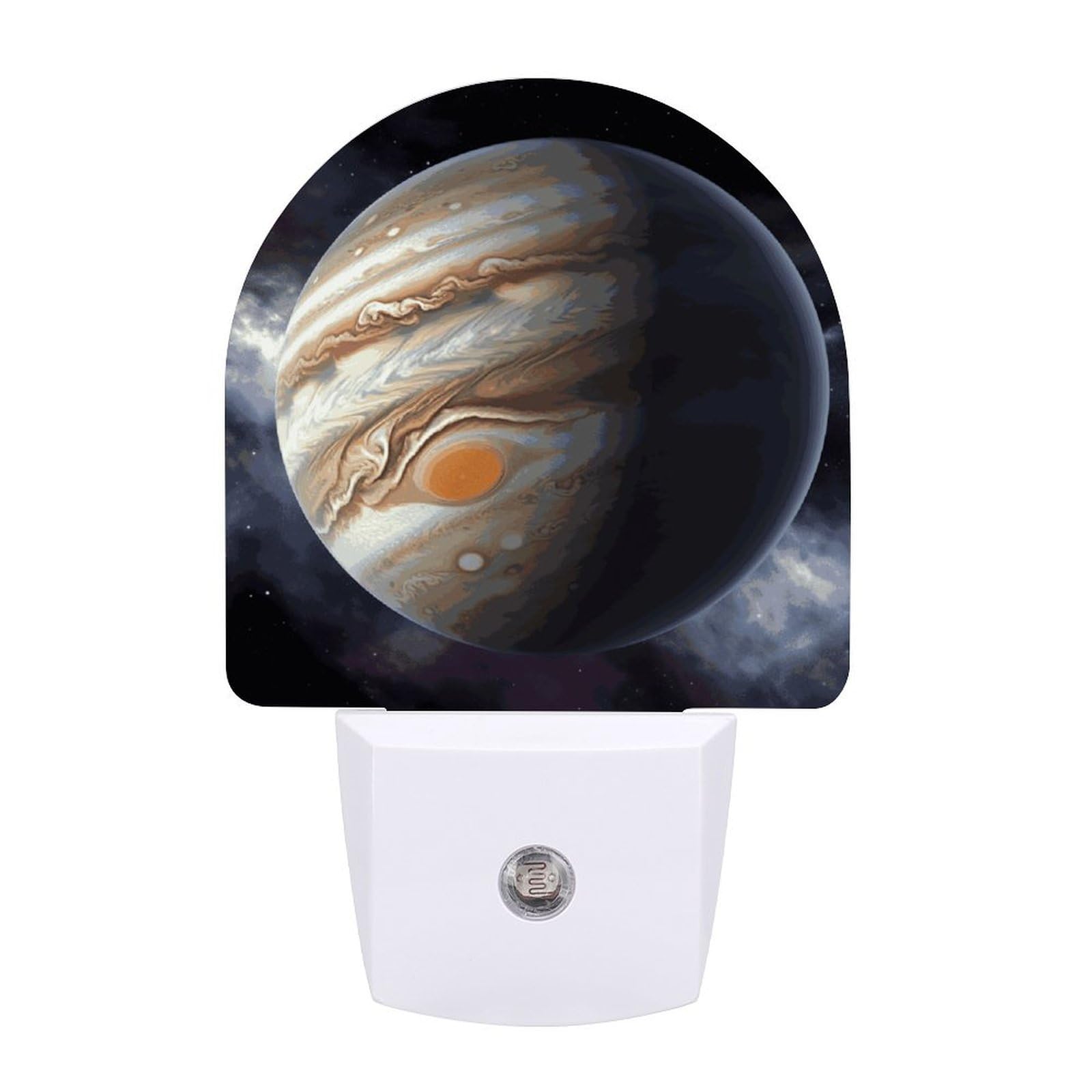 FodPand Night Light Plug Into Wall with Dusk to Dawn Sensor 0.5w Modern LED Jupiter Landscape Plug in Night Lamp Warm White Glow Nightlight for Bedroom Hallway Kitchen Bathroom Stairs Corridor(Fan)