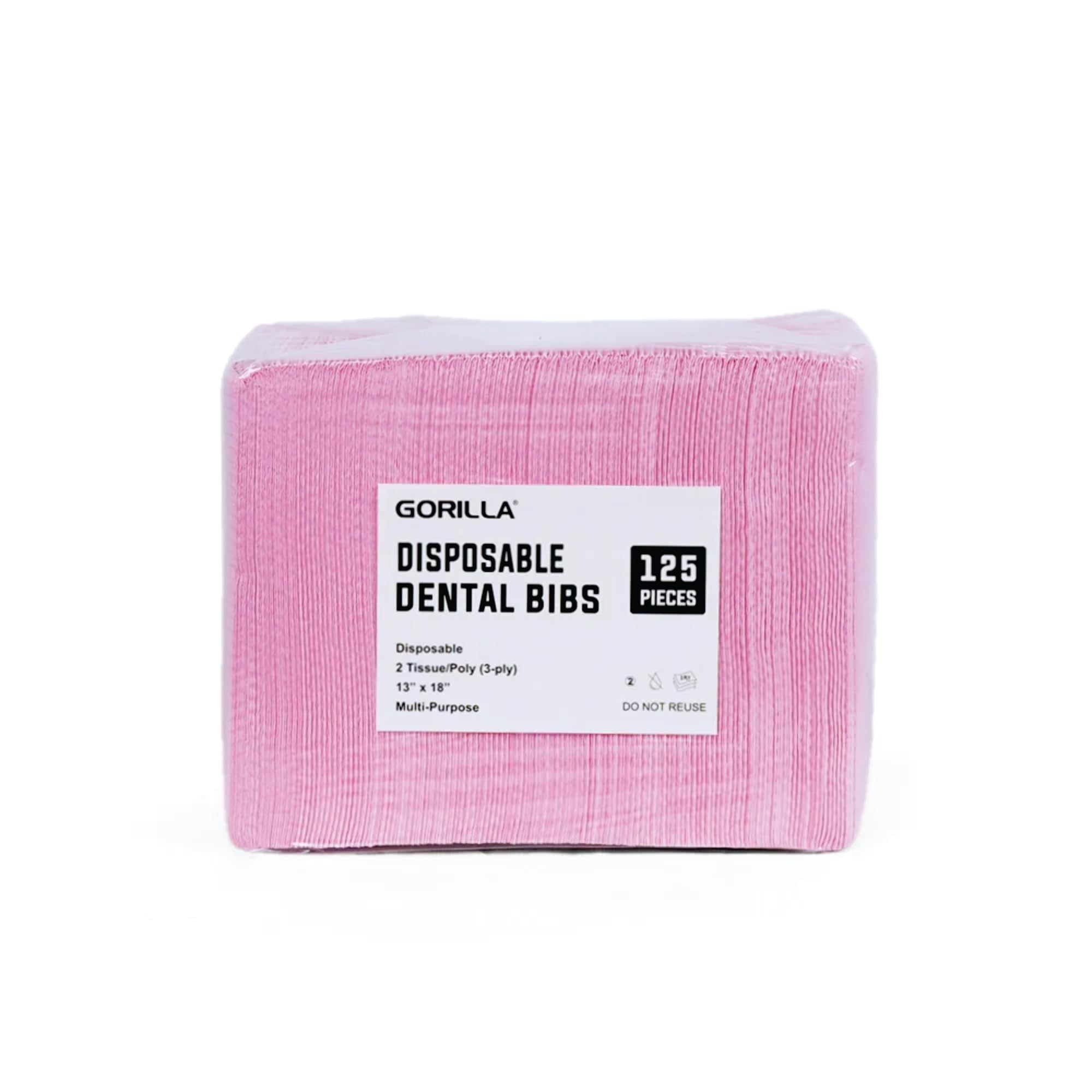 500 Pack Dental Bibs, Pink Dental Bibs Disposable 2-Ply Paper 1-Ply Film, 13