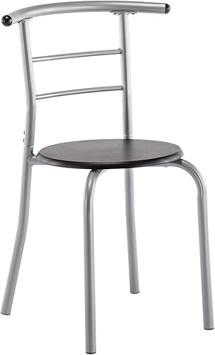 Miniatura 3 de Vasitelan Juego de mesa redonda y silla de madera de 3 piezas para cocina, comedor, espacio compacto con marco de acero, estante de vino incorporado