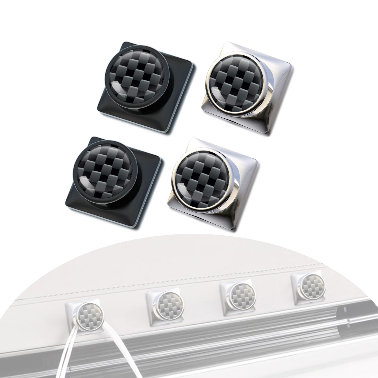 Acespeed 4PCS Carbon Fiber Car Seat Headrest Hook, Zinc Alloy Car Hooks, Auto Interior Hook Hangers Storage Organizer Interior Accessories for Coats Umbrellas Grocery Bags Handbag