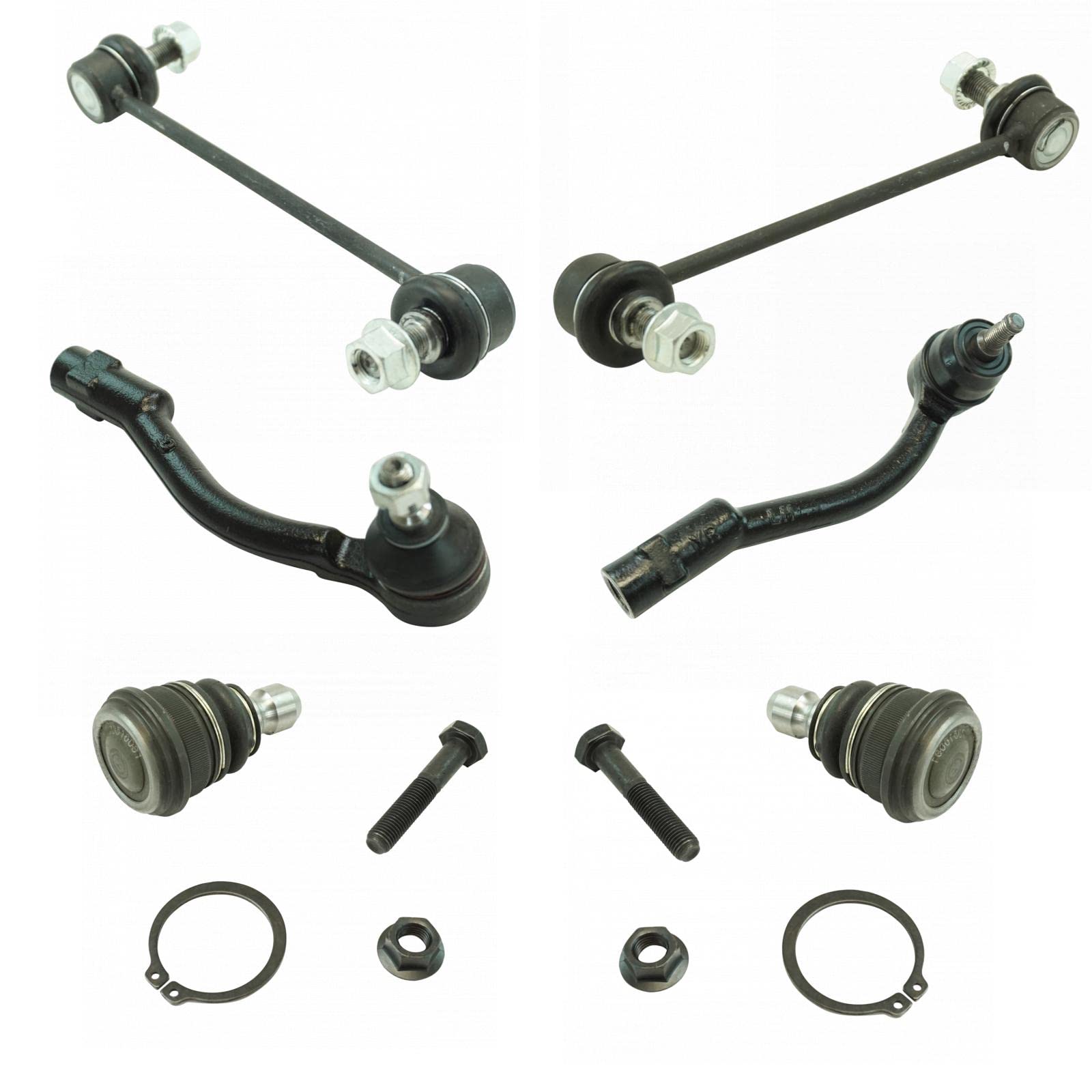 TRQ 6-Piece Front Steering & Suspension Kit For 2010-2013 Kia Soul – Ball Joints, Tie Rods, Sway Bar Links
