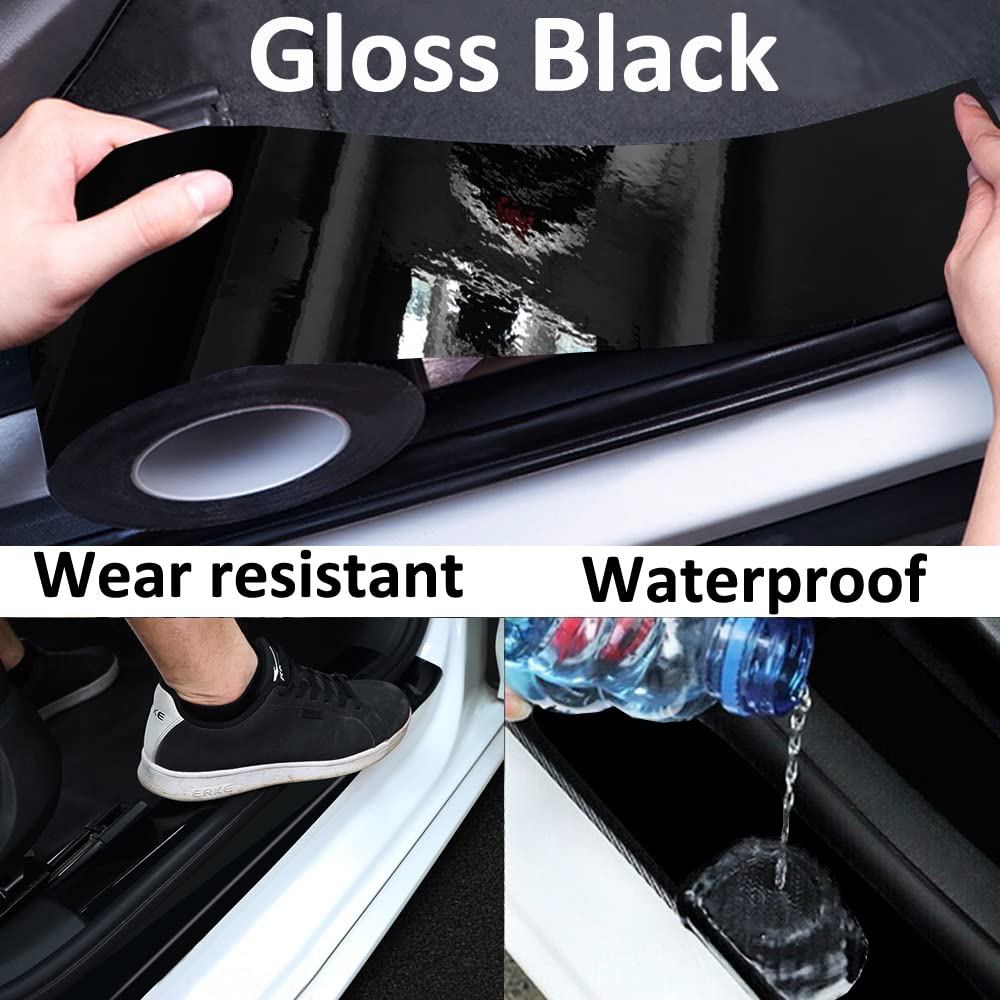 ETOPARS Auto Pellicola Protezione Nero Lucido 10cmx10m Autoadesiva Pellicola Protettiva Vernice Davanzale Portiera Adesivo Sottoporta Paraurti Striscia AntiGraffio