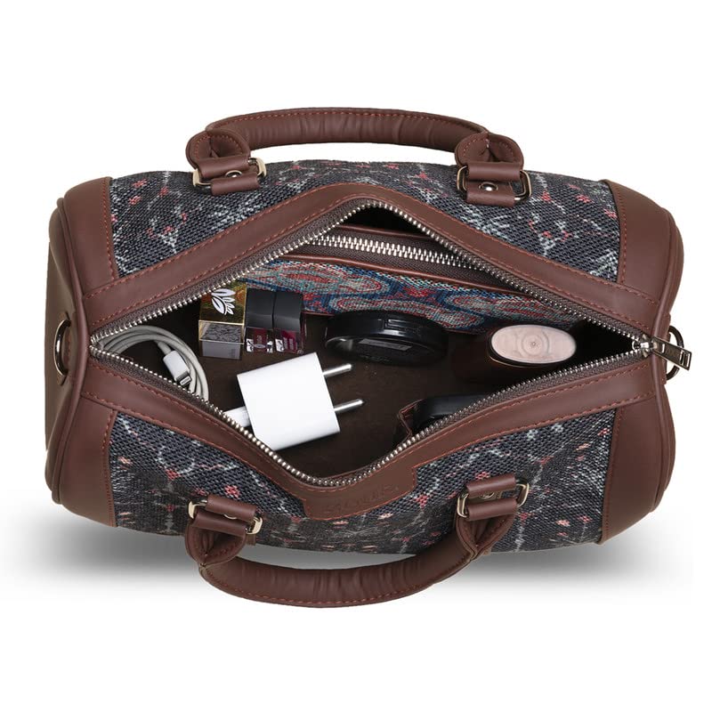 Image of ZOUK Printed Vegan Leather Handmade Women's Handbags with double handles and detachable Sling Strap