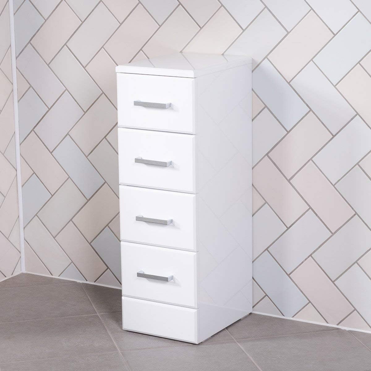 Aquariss White 4 Drawer Bathroom Storage Unit 250mm Amazon.co.uk