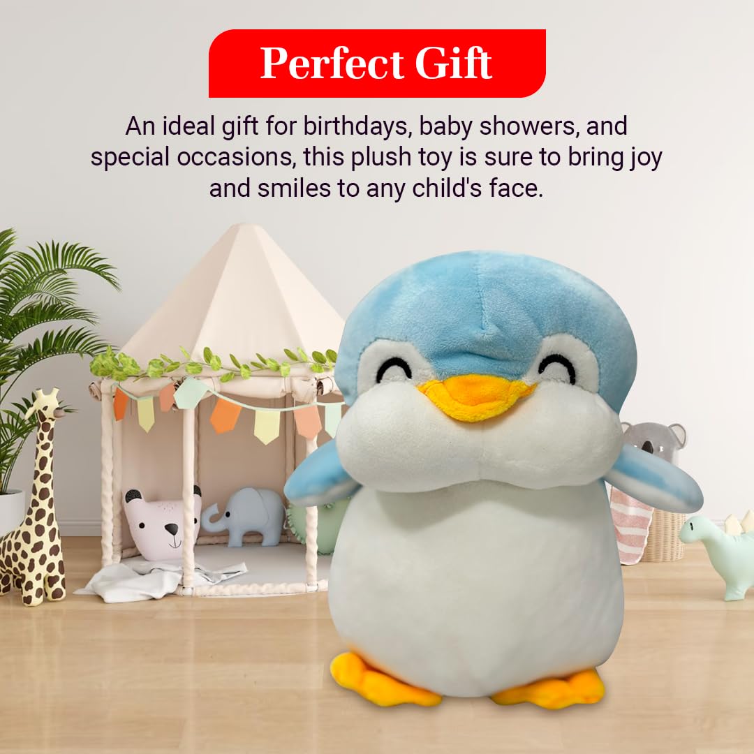 EITHEO Baby Stuffed Animal Plushie β 25 cm Huggable Soft Teddy Plush Toy for Kids, Girls & All Ages, Adorable Cuddly Stuffed Toy, Multicolor (Penguin Blue)