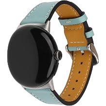 Leather Bands Compatible with Google Pixel 4/3 45mm Watch, Replacement Genuine Leather Straps for Women Men, Blue