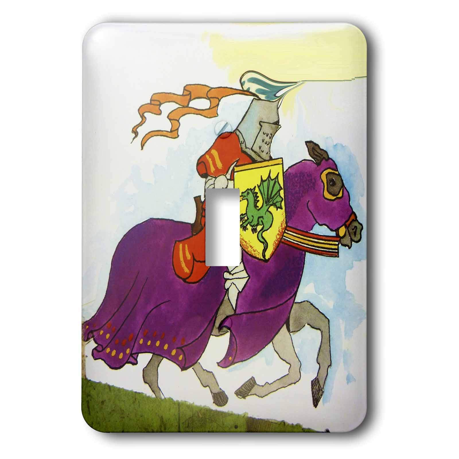 Interrupteur à bascule chevalier et cheval 3dRose rouge violet pour décoration chambre