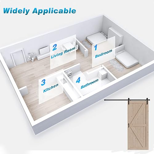 Miniatura 5 de FREDBECK Puerta de granero de madera de 36 x 84 pulgadas con kit de herrajes para puerta de granero de 6.6 pies, incluye panel de madera maciza de