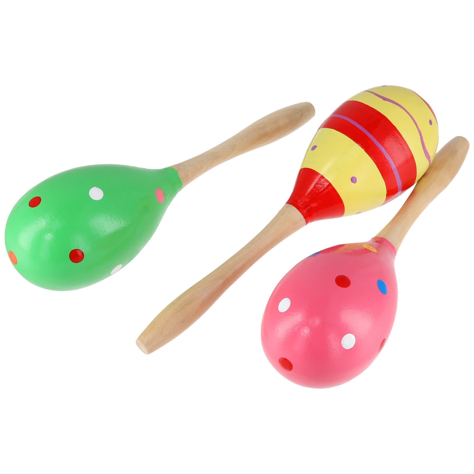 MOUYAT 10 maracas in legno, a grandezza naturale, dipinte, per strumenti musicali, per case, scuole, feste, concerti e spettacoli (19,5 x 6 cm)