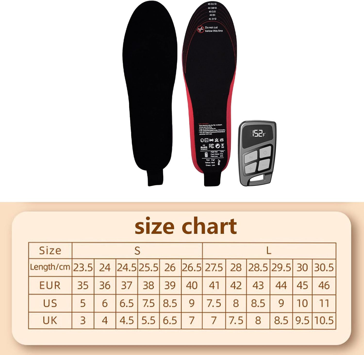 充電式ヒーターインソール 3500Mah | 長時間稼働のフットウォーマー リモコンで3段階調節可能 - 調整可能3モード リモコン
