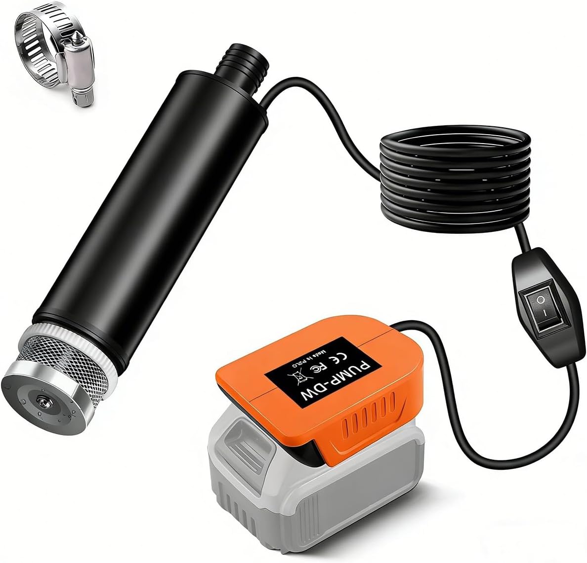 For Dewalt Water Transfer Pump fit for Dewalt 20V Battery Adapter, 635GPH Portable Sump Pump 120W 12V Submersible Utility Pump with Filter for for Pool Draining,Aquarium,Pond,Irrigation(No Battery)