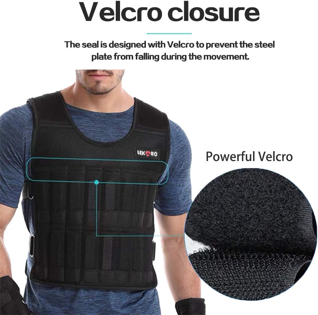 Adjustable Weighted Vest 44LB Fitness Weight Training Workout Boxing Jacket (Including Weight: 96 Plated Steel Plates) : Sports & Outdoors