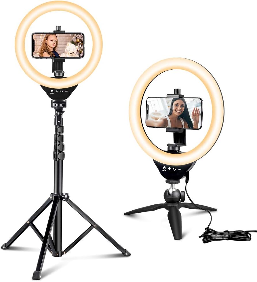 10'' Ring Light with 50'' Extendable Tripod Stand, Sensyne LED Circle