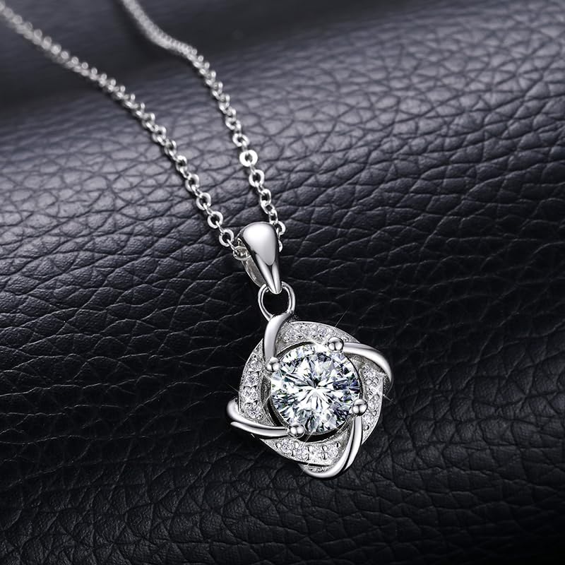 Moissanite Pendant Necklace For Women Round Cut 0.50-1.00 Cttw 18K Yellow Or White Gold Over Silver (D Color VVS Clarity) Comes With Gift Box (White Gold)4