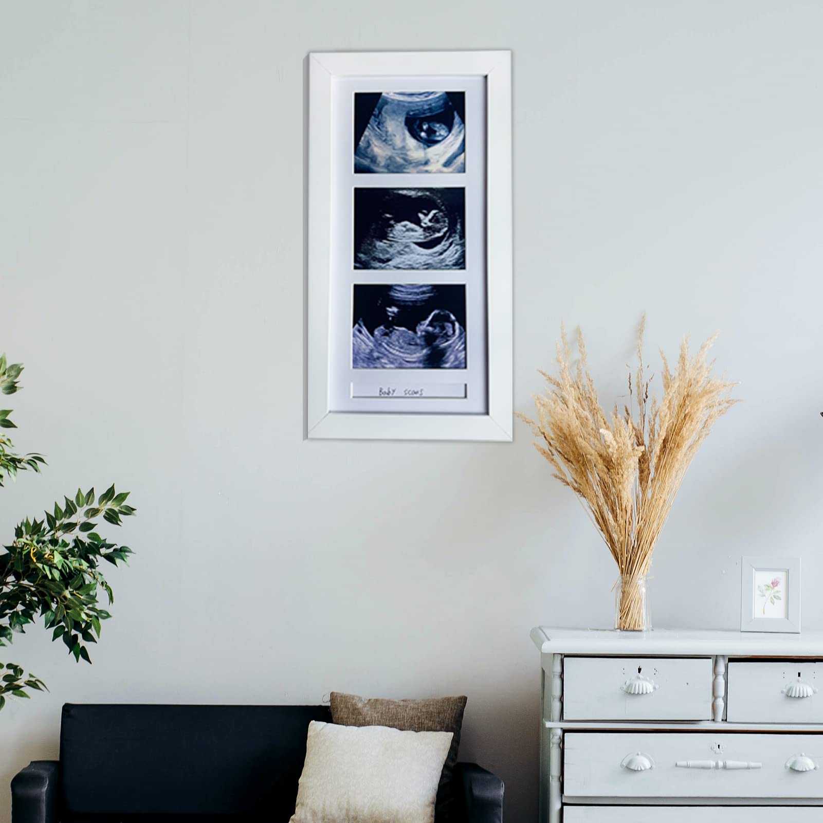 Potrójne ramki na zdjęcia ultrasonograficzne, ramka na zdjęcia 3 zdjęcia, ogłoszenia ciążowe, prezenty ciążowe dla matek po raz pierwszy, prezent dla mamy, biały, album fotograficzny