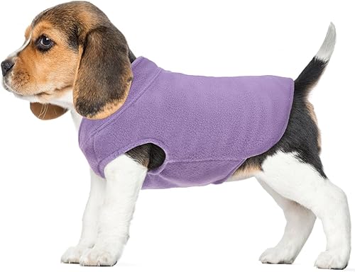 FUAMEY Chaleco de forro polar para perro, sudadera cálida y elástica para cachorros, abrigo de cuello alto, chaqueta de invierno para perro con
