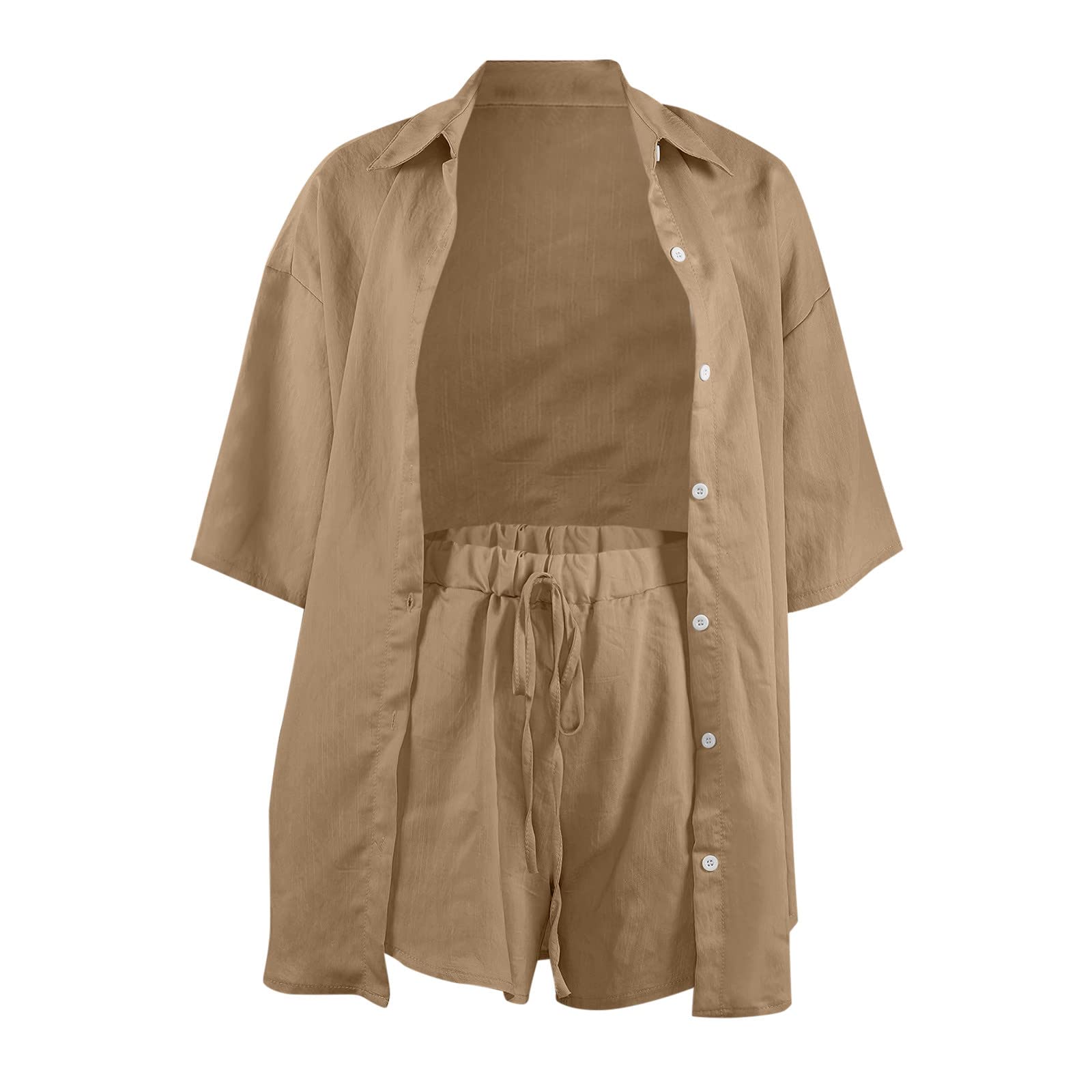 Tuta Corta da Donna Estivo Elegante Sexy Casual Casa Completo 2 Pezzi Set Estivi Spiaggia Set Estiva Corti Pantaloncini Set Casual Vacanza Donna Leggera Set da Corto Tuta Sportiva da