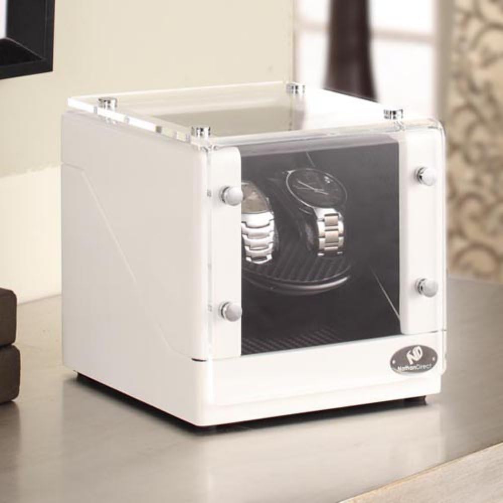 Nathan Direct Racing 2-Watch Automatic Watch Winder with Silent Motor and 4 Program Settings, Black/Black