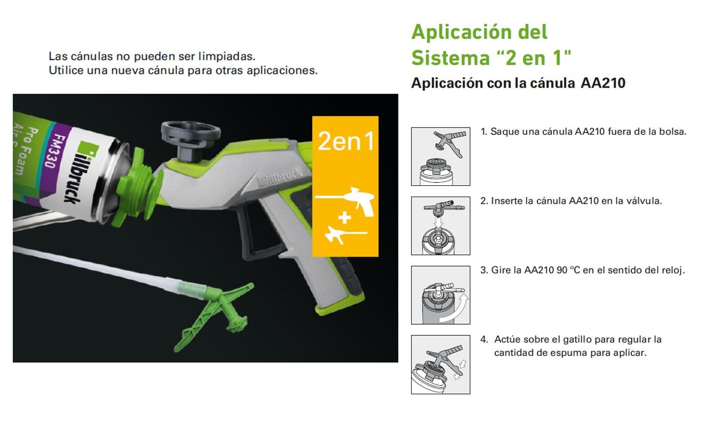 Espuma de Poliuretano Expansiva 540ml Incluye cánula FM365 - Pack de 12 unidades | Rendimiento 40L | Sellador Aislante Térmico y Acústico | Curado Rápido en 8 Minutos (12 unidades)