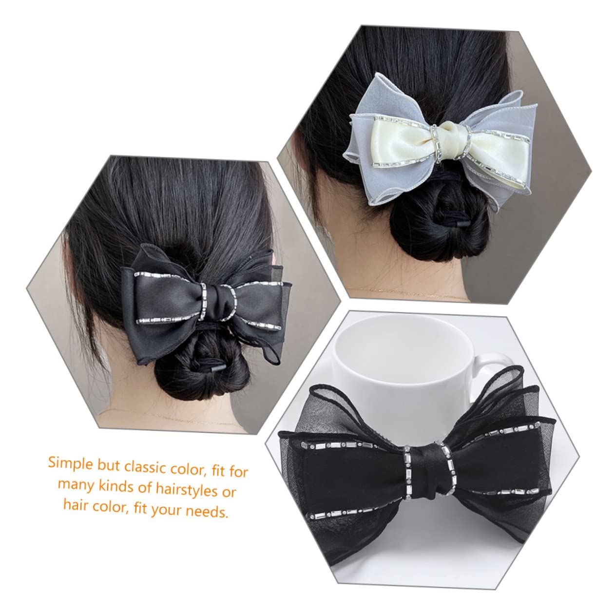 FRCOLOR 3 Set Di Fermagli Per Con Fiocco Per Coda Di Cavallo E Strass Per Bambine Accessori Per Alla Moda 2 Pezzi*3