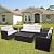 RICHSEAT Dark Brown Gradient PE Rattan Wicker Sectional Sofa 6 Piece 7 Seats Outdoor Patio Furniture Conversation Sets Loveseat Chair Seating Group with Cushions and Table