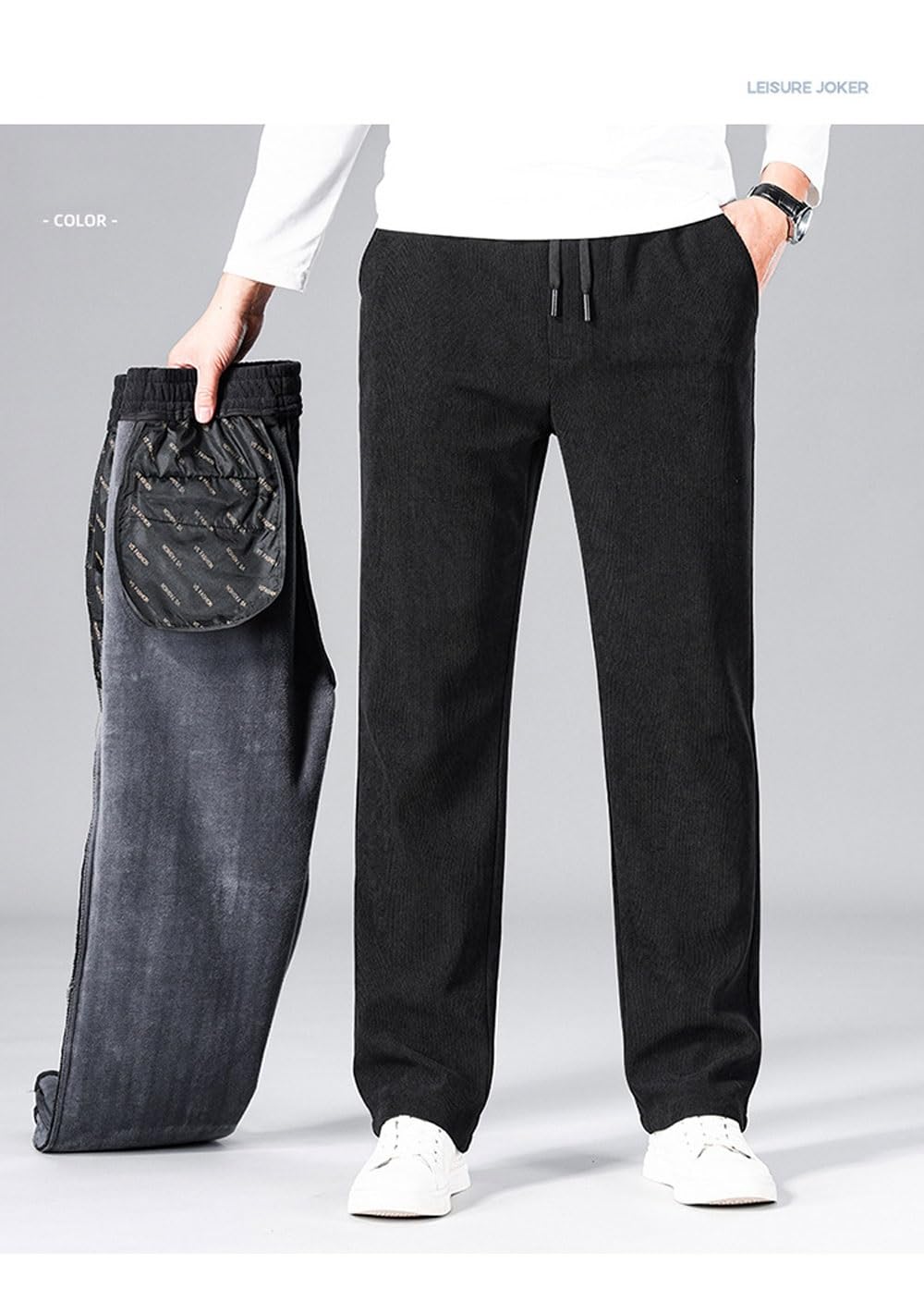 Joggers De Lana con Forro De Sherpa Cálido De Invierno For Hombre, Pantalones De Chándal con Cordón Y Forro De Sherpa Cálido, Pantalones Deportivos De Lana con Bolsillos Pantalones Casuales