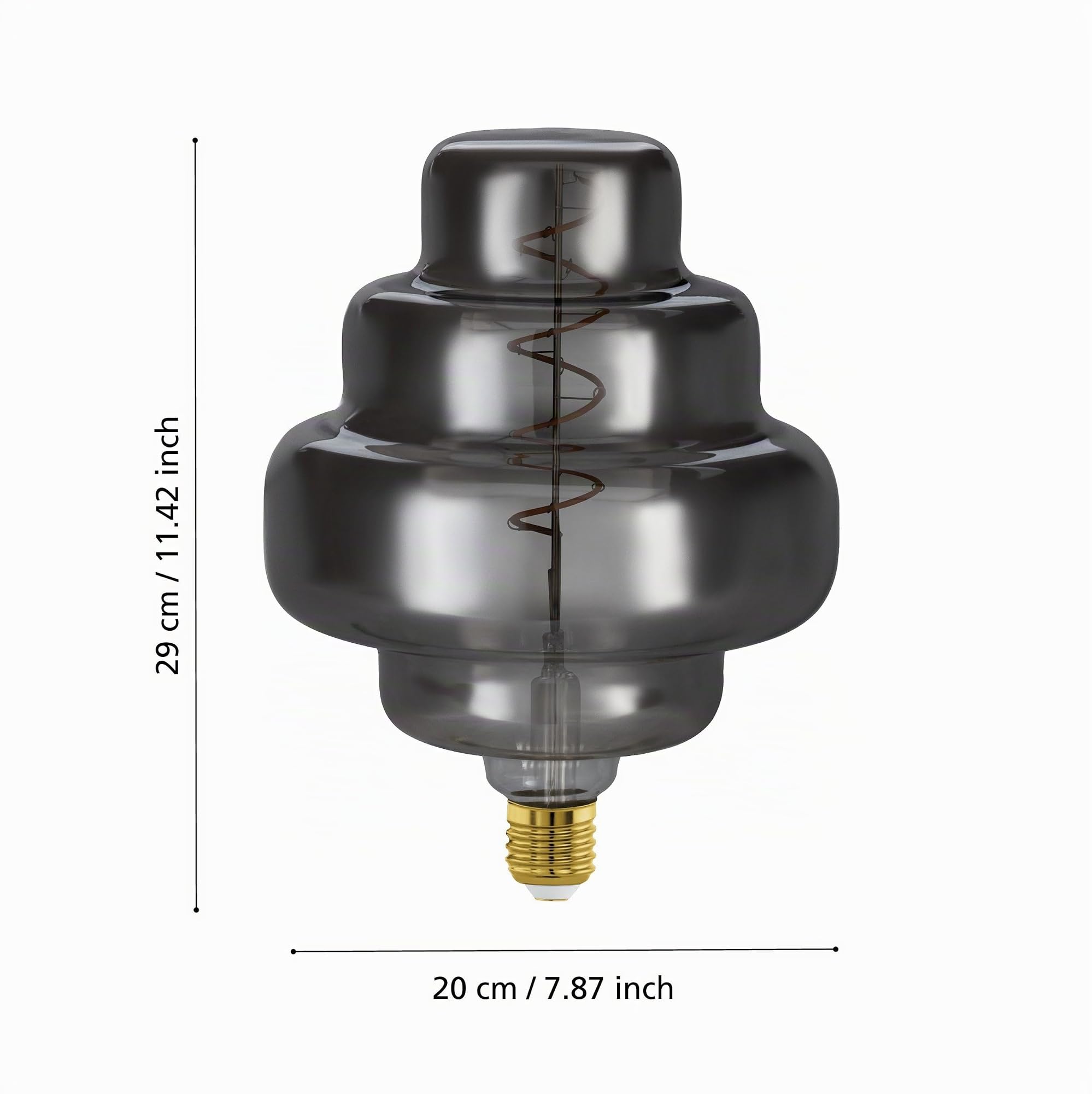 Eglo Lampadina XXL E27, dimmerabile, a spirale, stile rétro, molto | grande, in vetro fumé, 4 W, 110 lumen, luce bianca calda, 2000 K, lunghezza 29 cm