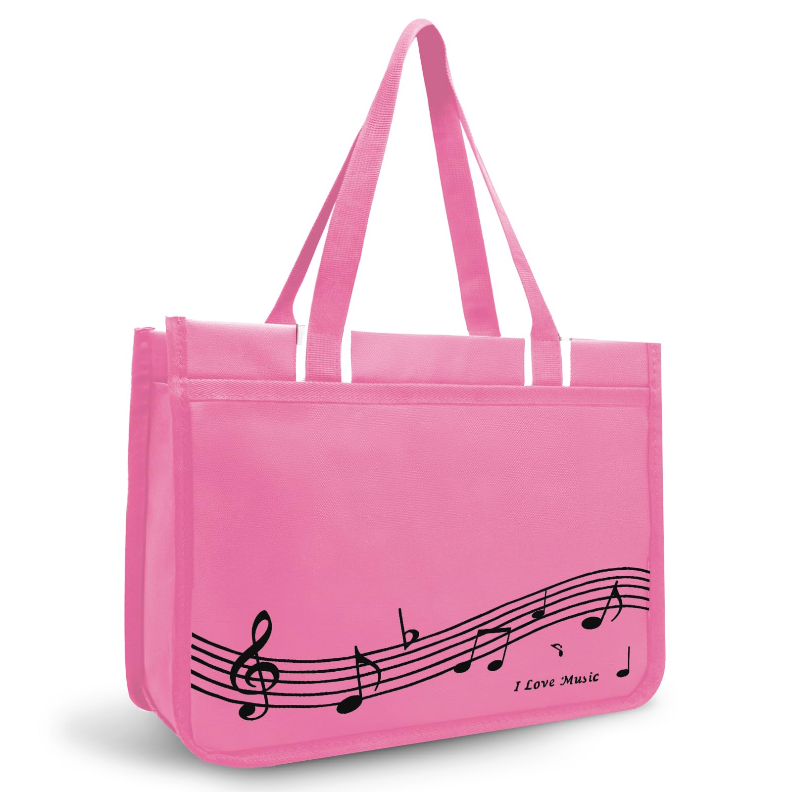 BestSounds Piano Bag, Zipper Waterproof Music Book Tote Bag Piano Accessories for Women Gifts for Musicians (Pink Music)