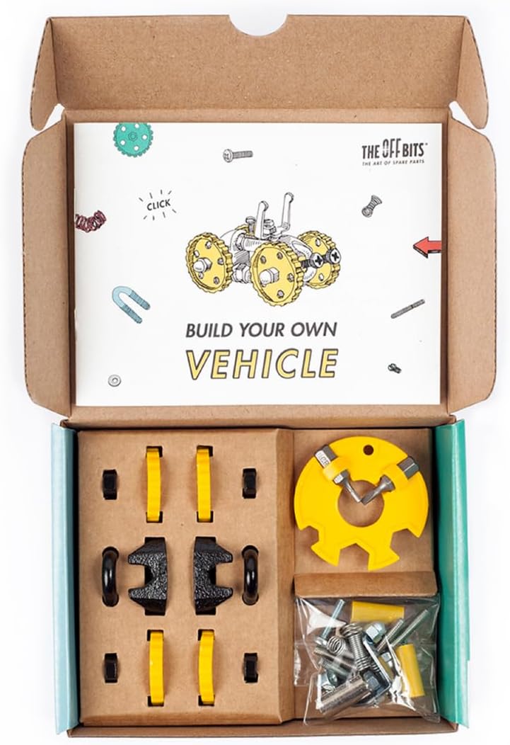 The Off Bits Building Toy - Yellow Vehicle Kit BlazeBit - Building & Construction Toy Tool Set for Kids Including Guide Book - Build-it-Yourself, Gift Ideas for Kids Boys & Girls