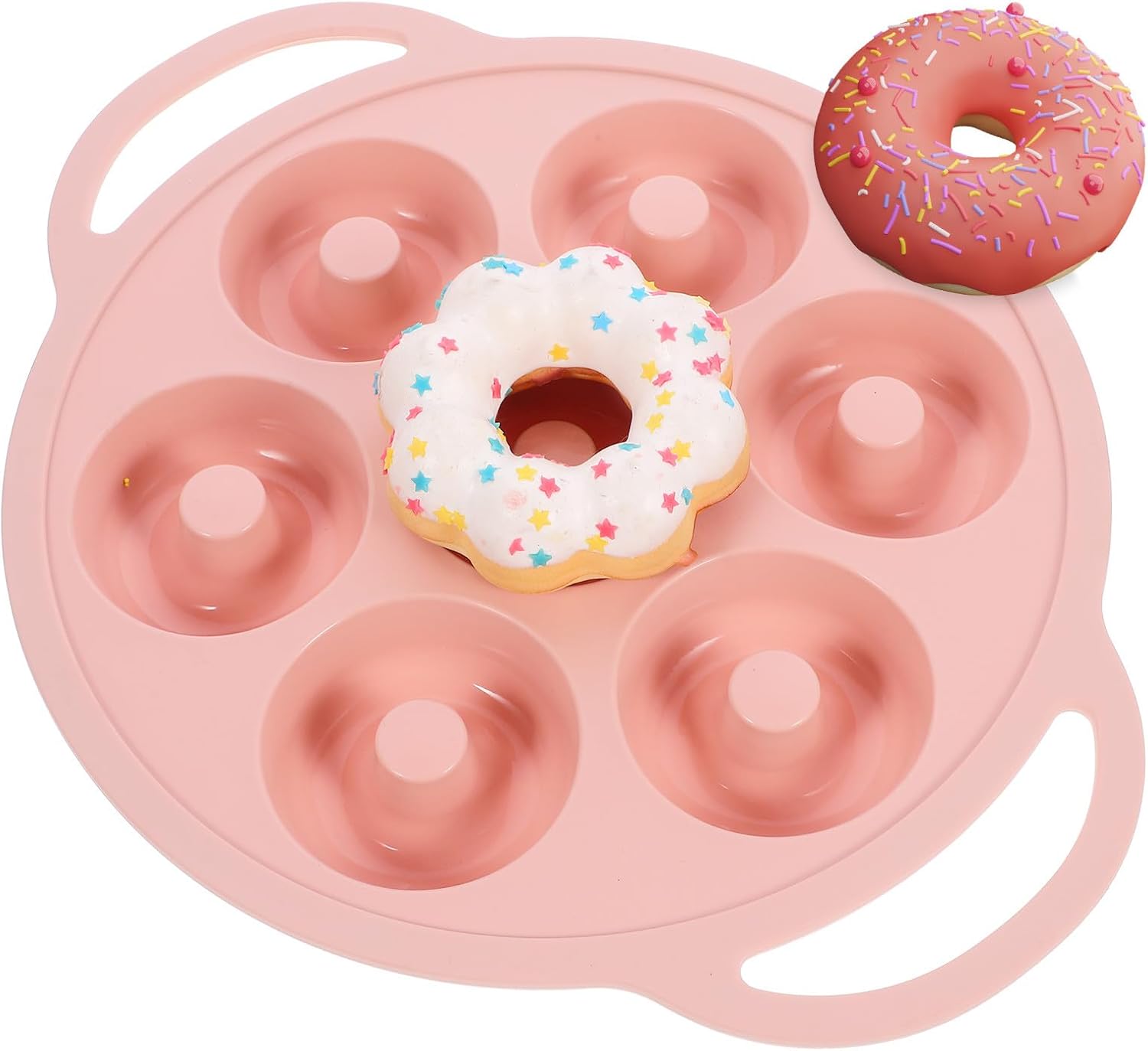 Silicone Donut Mold Baking Pan Small Cake Mold Nonstick Reusable Nordic Pink Household Cake Baking Tool for DIY Pastry and Dessert