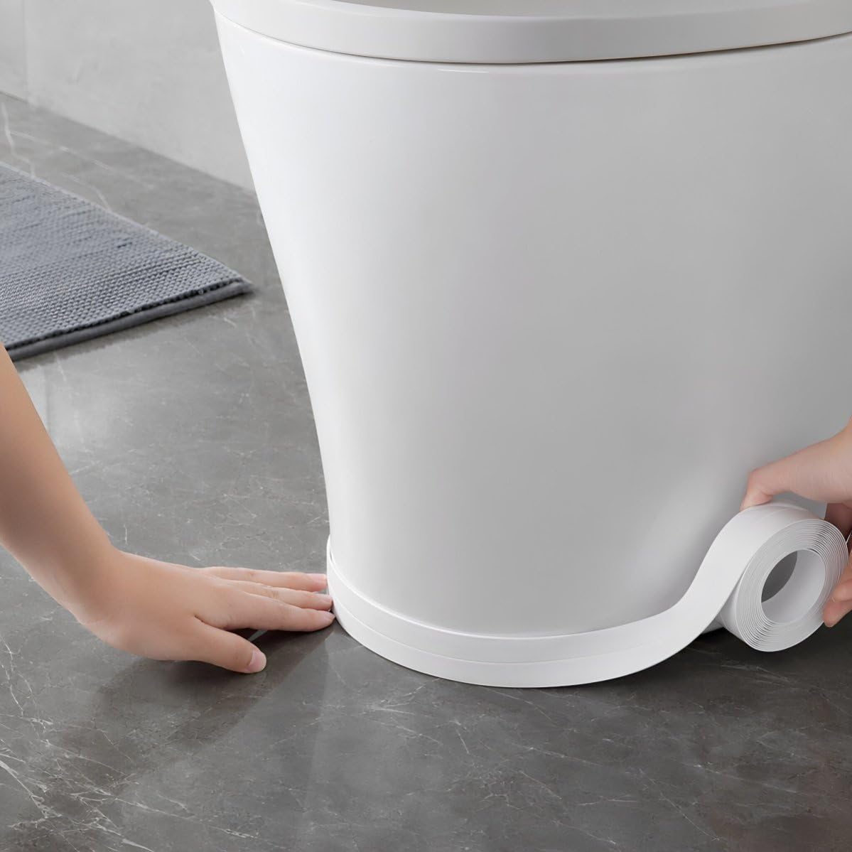 5 Rolls PVC Toilet Gap Sealing Strip, 1.5 Inch White