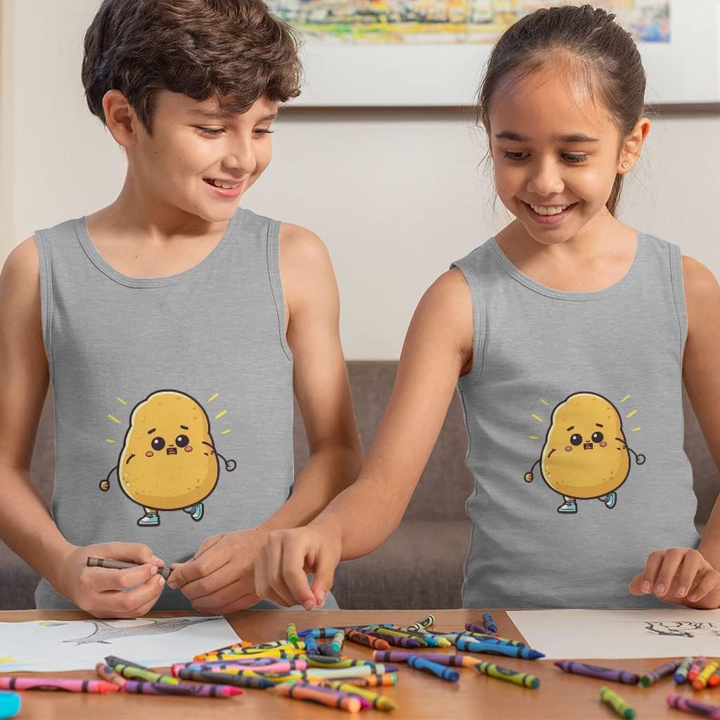 Potato Print Kids' Jersey Tank - Cartoon Sleeveless T-Shirt - Graphic Kids' Tank Top