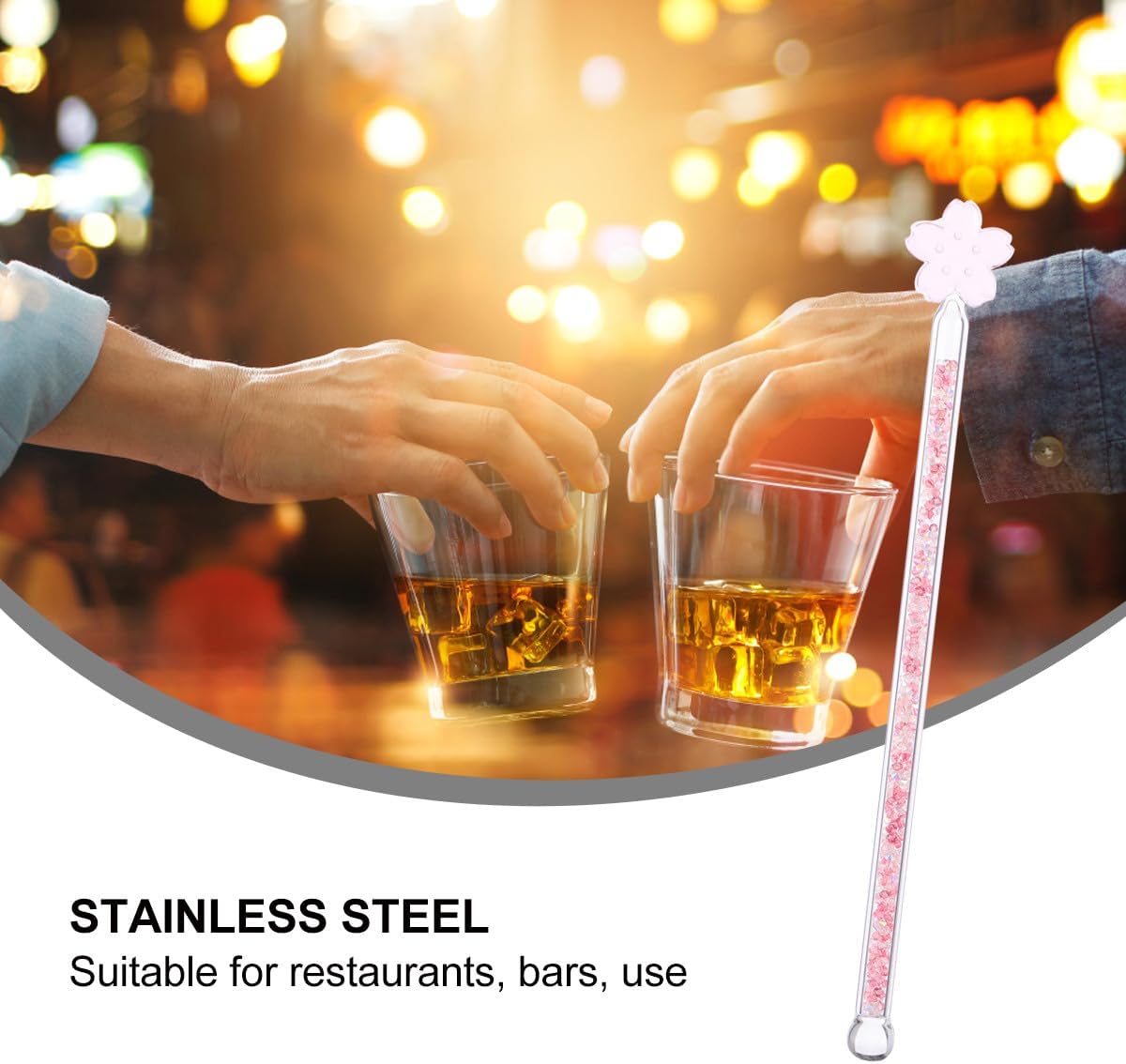 Creative Pink Cherry Blossom Glass Swizzle Stick Hardened Stirring Rod for Cocktails Bar Drink Mixing