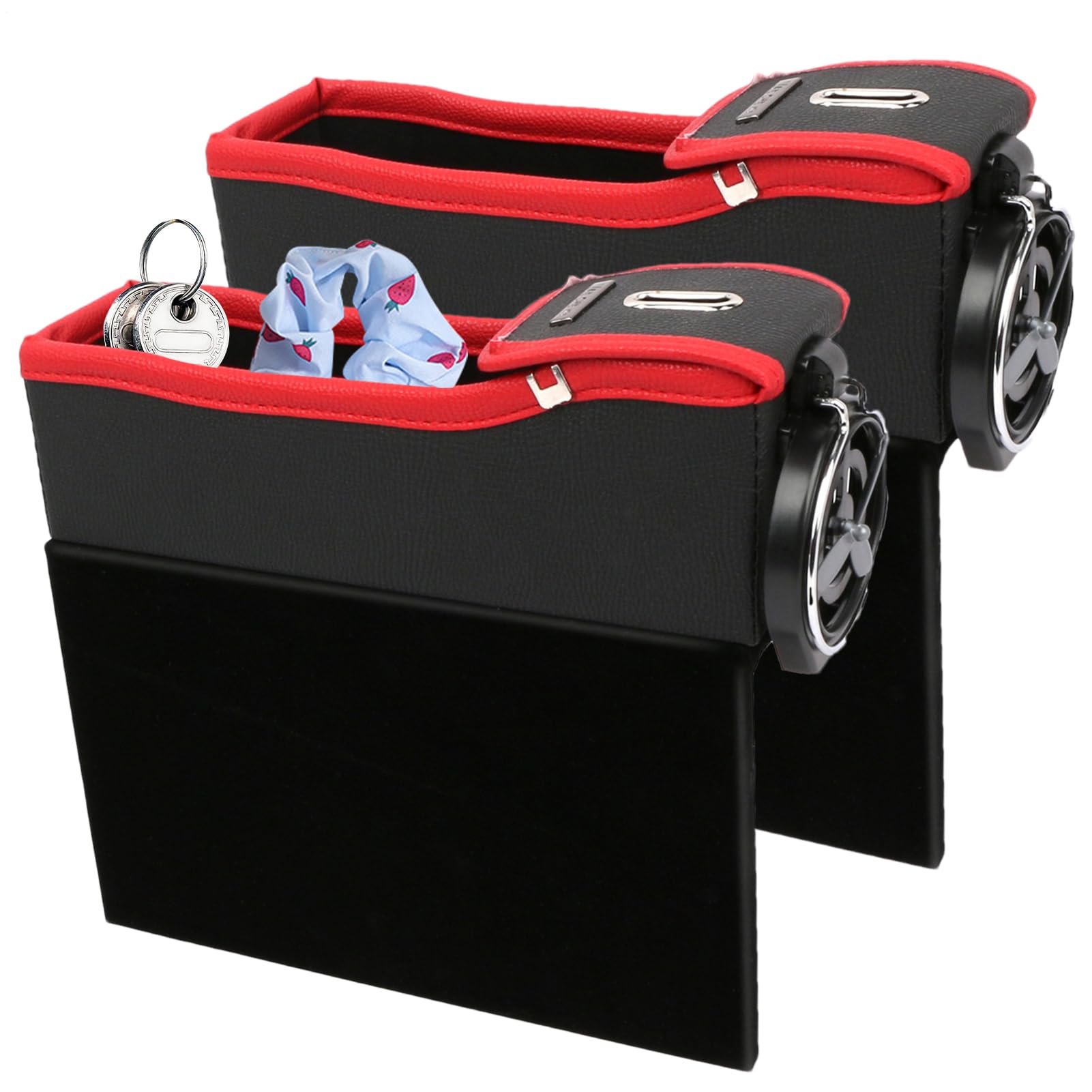 2er-Set Auto-Sitzspalt-Aufbewahrungsbox, Premium Samt-gepolstertes Seiten-Organizer Mit USB-Ports & Getränkehalter, Multifunktionaler Auslaufsicherer Einsatz Für Telefon, Schlüssel, Karten, Universell