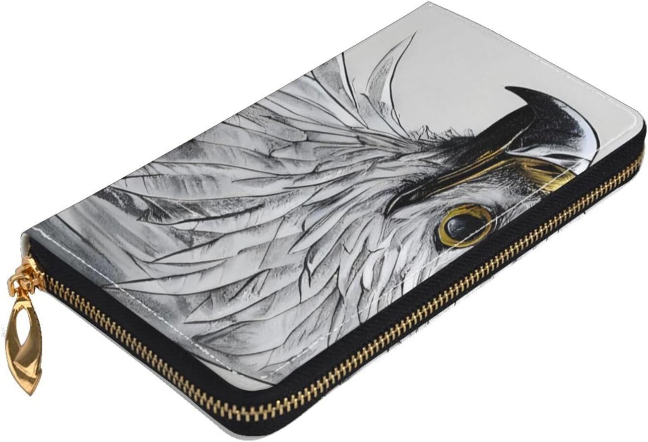 Sketching An Eagle Wallet, Zipper Wallet, Large Capacity Wallet, Long Wallet, Multi-Card Organizer Wallet, Unisex
