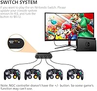 Vista 4 de Adaptador Gamecube para Nintendo Switch Gamecube Controller Adapter y WII U y PC Super Smash Bros Gamecube Controller Adapter Compatible con Turbo