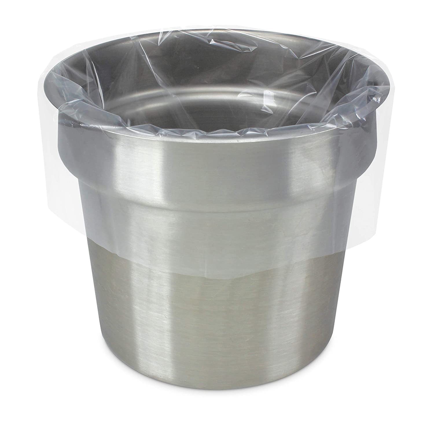 Disposable Pan Liners Fits 6 Qt. or 7 Qt. Steam Table Round Insets by PanSaver – Large, 7.0 quarts, Nylon Resin, Clear, Model 42011