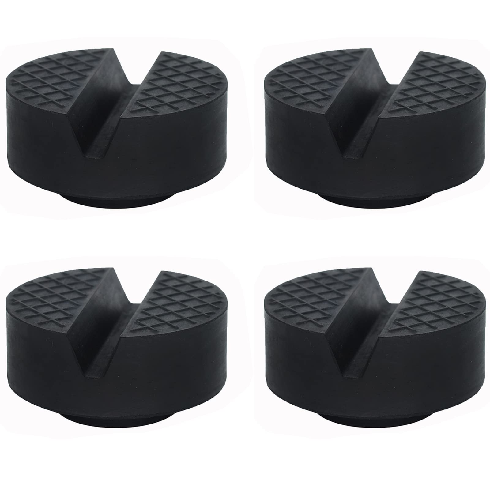 4Pcs Rubber Jack Stand Pad with Slot For Hydraulic Ramp Jack Trolley Jacking Pad Adapter, Black