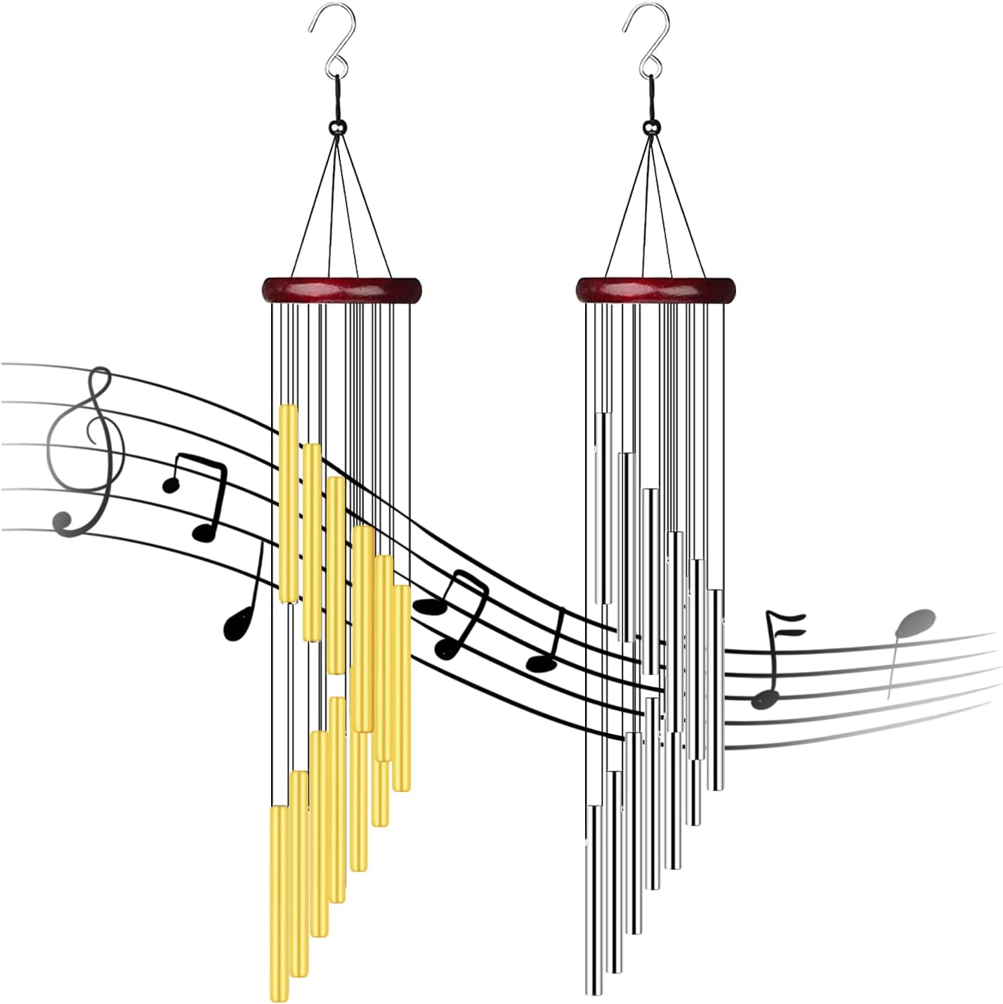 Songjum2 Pieces Wind Chimes for Garden Wind Chimes Outdoor Memorial Wind Chim with 12 Aluminum Alloy Tubes Grden Ornaments Windchimes for Home Patio Garden Indoor Outdoor Hanging Decor