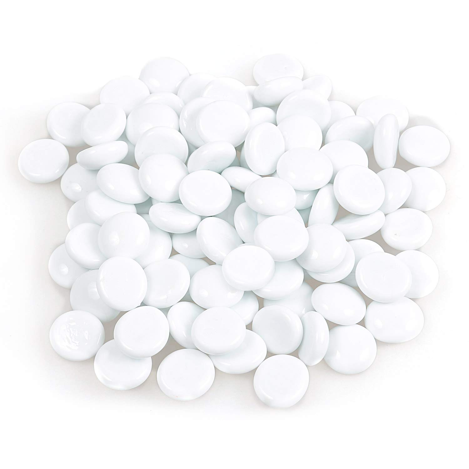 White Fire Glass Beads,Fire Drops,Fire Glass Marbles Pebbles Stones,Vase Fillers Beads Rocks Glass for Aquarium Succulent Garden Decoration,17-19mm(2/3''-3/4''),335g/0.78lbs (Porcelain White)