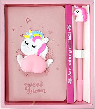 allydrew Cute Notebook Gel Pen Set, Diary Journal Gift Set, Unicorn Butt