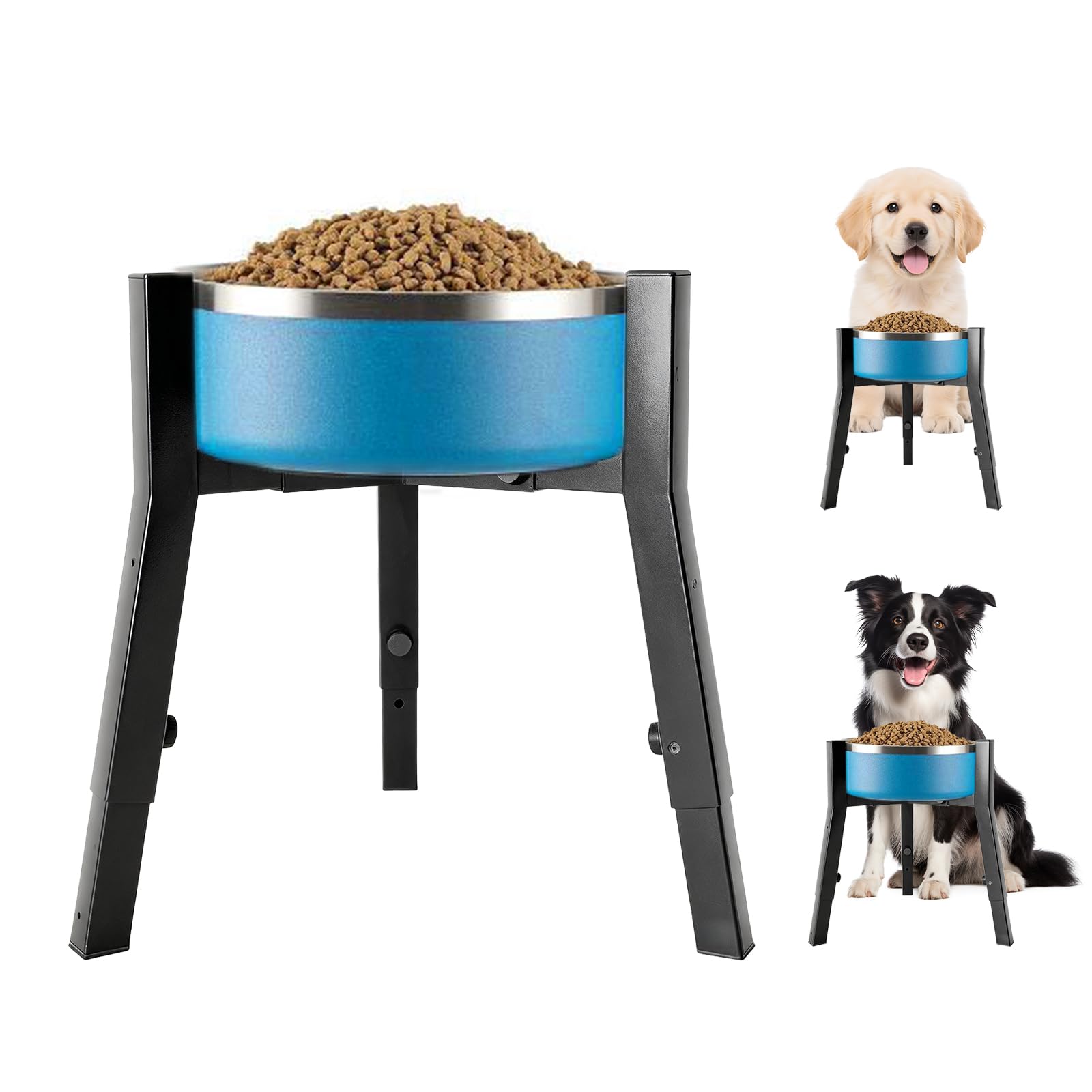 Ciotole per Cani Rialzate: Supporto Ciotole per Cani Rialzato in Metallo, Porta Ciotoles per Canis Rialzato Regolabile in Altezza per Canis Piccoli, Medi e Grandi, Altezza e Larghezza Regolabili, Nero