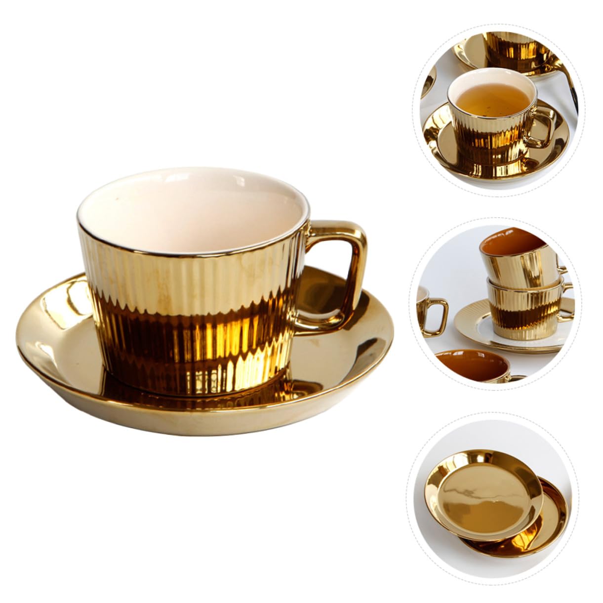Tasse à Café en Céramique Blanche avec Soucoupe 250ml Élégante pour Maison et Restaurant, Set Pratique et Raffiné pour Boissons Chaudes