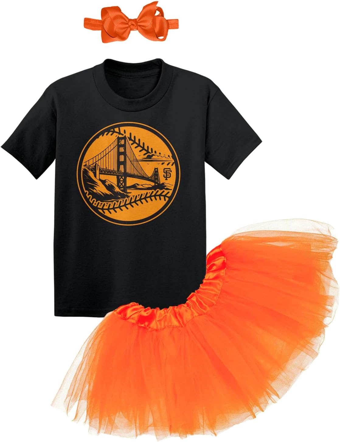 Tcombo Golden Bridge San Francisco Baseball Baby Bodysuit + Tutu Skirt + Bow Headband Set