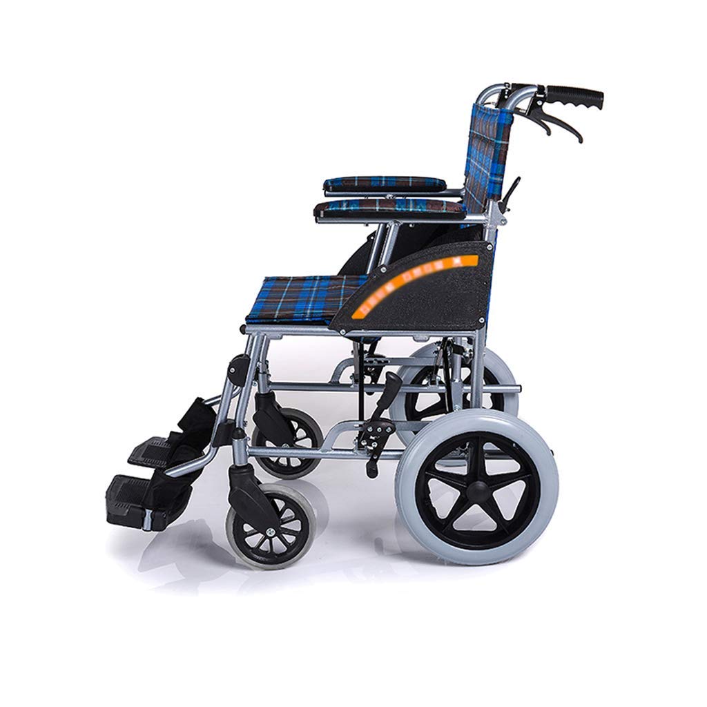 Sedia a rotelle,Ausili per la deambulazione del carrello per disabili per anziani manuali in lega di alluminio ultra-pieghevole
