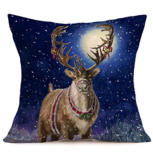 Preisvergleich Produktbild SSUPLYMY Kissenbezug Weihnachtsdekoration, Frohe Weihnachten Leinen Kissenbezüge Sofakissenbezug Home Decoration Sofa,Café,Bibliothek,Buchladen,Party... Kissenbezug