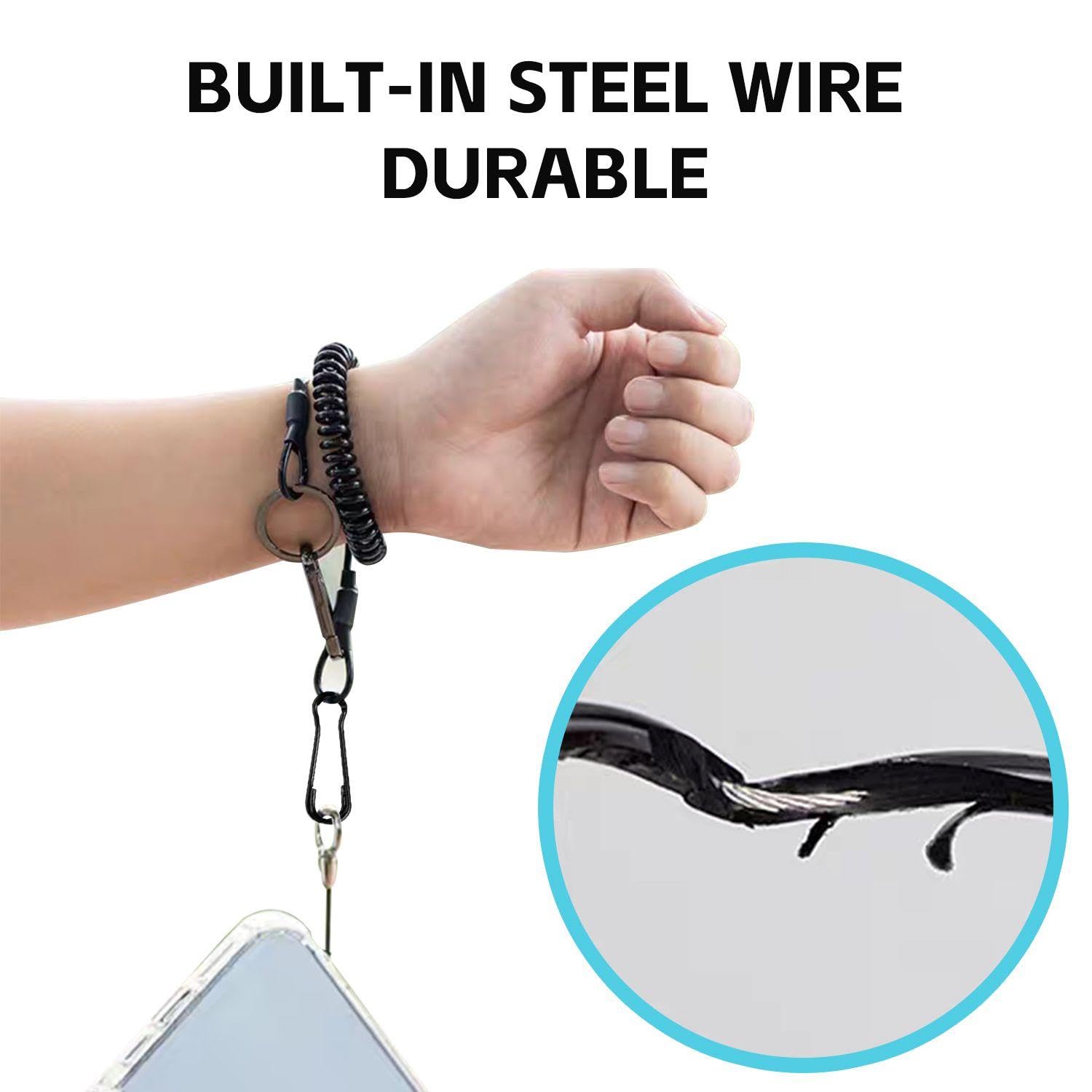 2 Pieces Of Tactical Lanyards, Elastic Lanyards, Tactical Accessories, Outdoor Gear Accessories, Suitable For Hiking, Mountain Climbing, Camping, Fishing (Black) - Image 4
