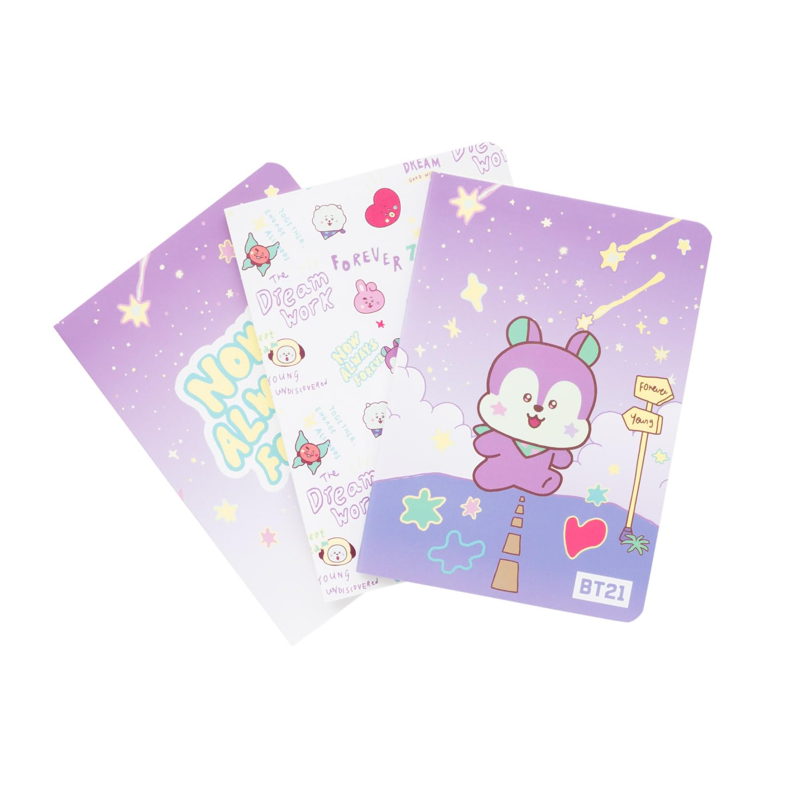 Grupo Erik A6 Notebook Set - BT21 Kawaii Stationery | 3 A6 Notebooks - Lined, Plain, Dotted - 32 sheets (64 pages) | Mang BT21 Merch, Kawaii Stuff, Cute Stationery Gifts Under 15 Pounds