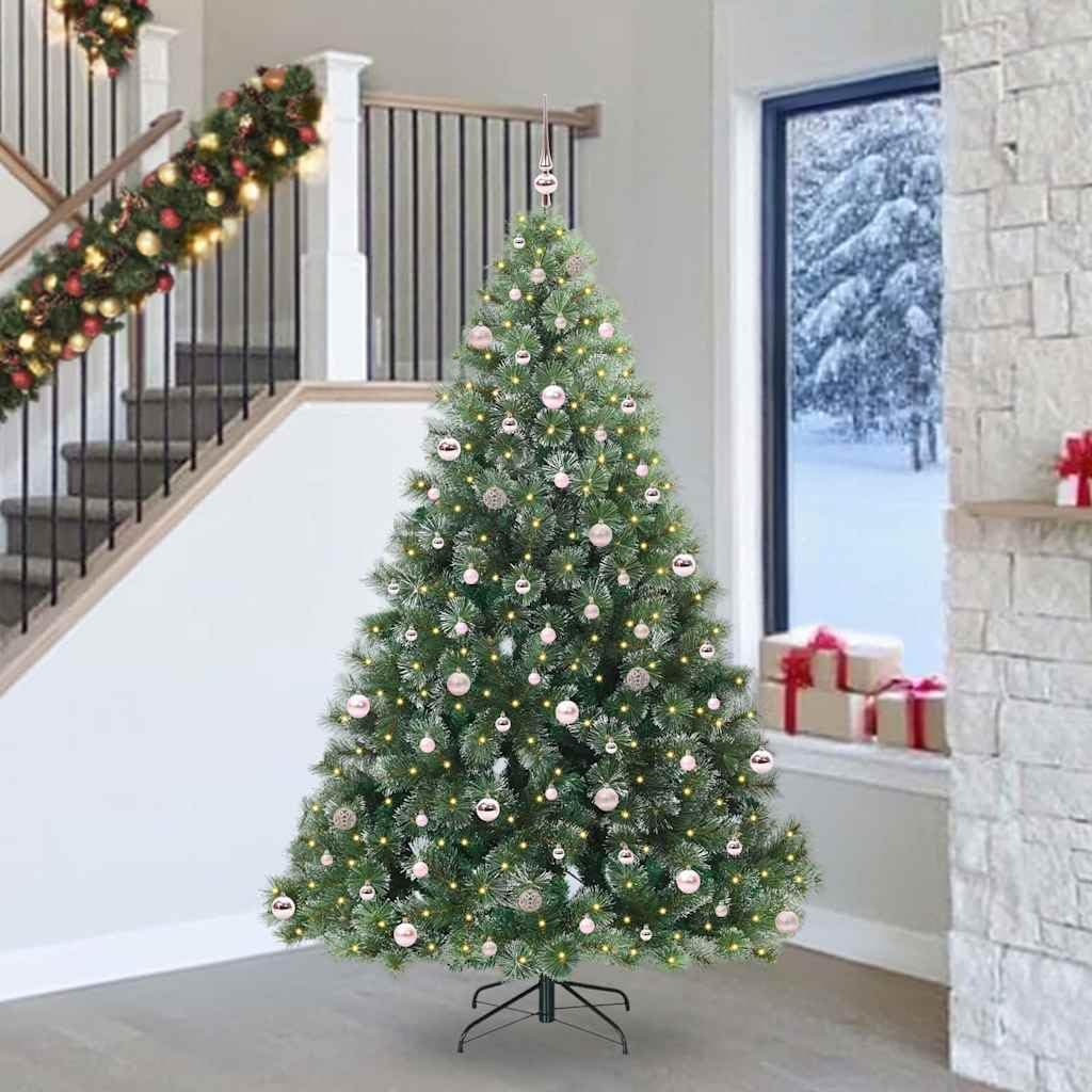 Sapin de Noël artificiel vert 240 cm illuminé avec 300 LED blanc chaud en PVC